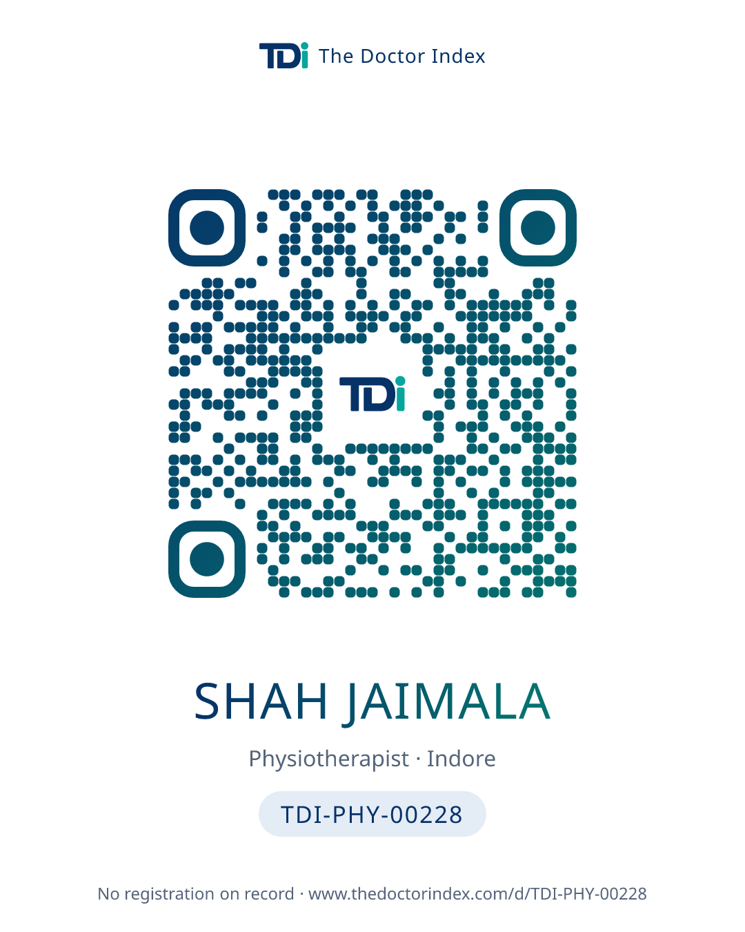 QR card for Shah Jaimala, TDI-PHY-00228