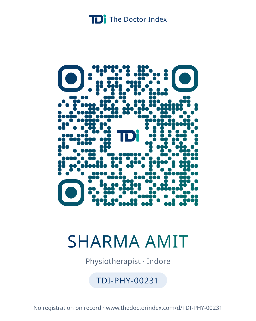 QR card for Sharma Amit, TDI-PHY-00231