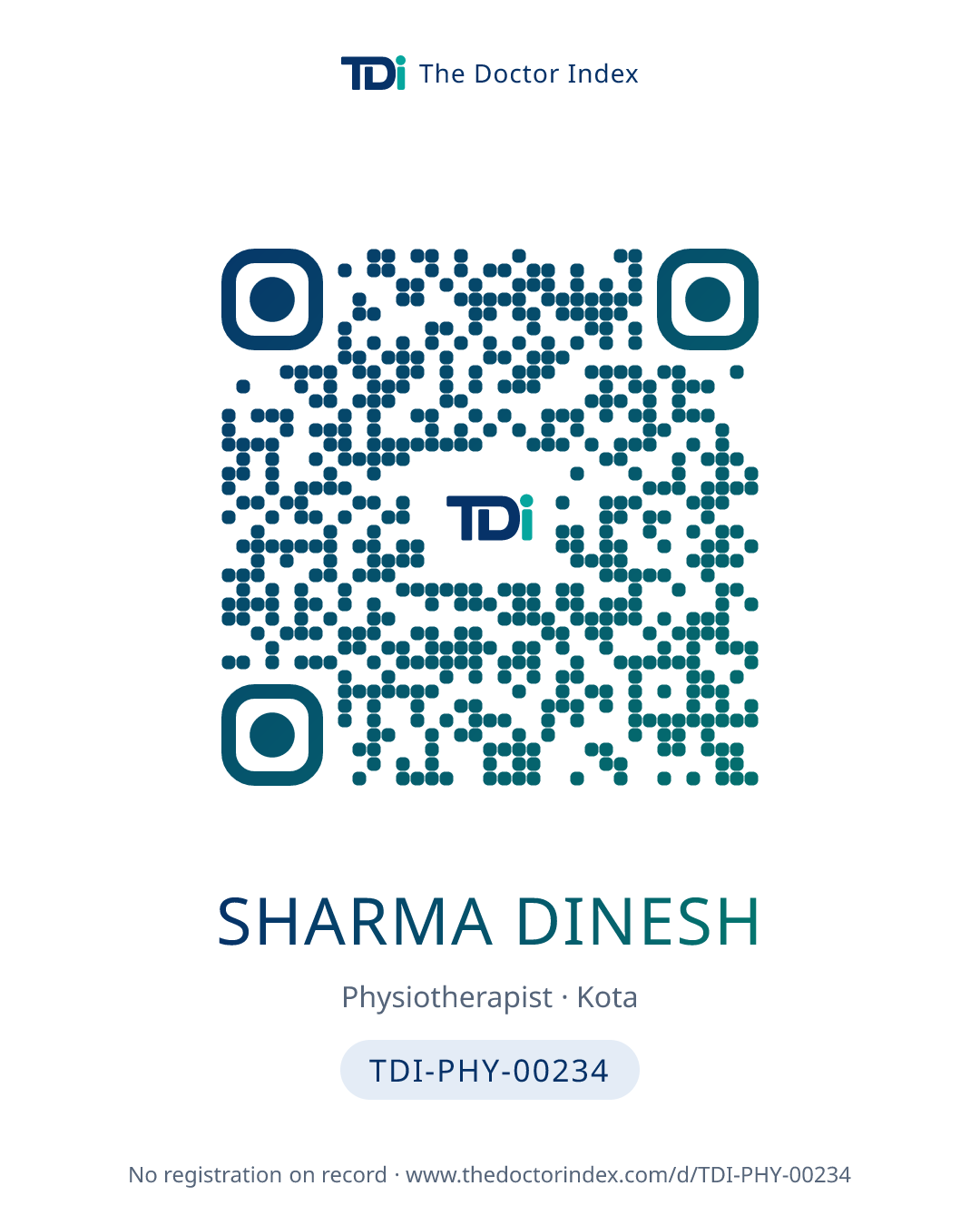 QR card for Sharma Dinesh, TDI-PHY-00234