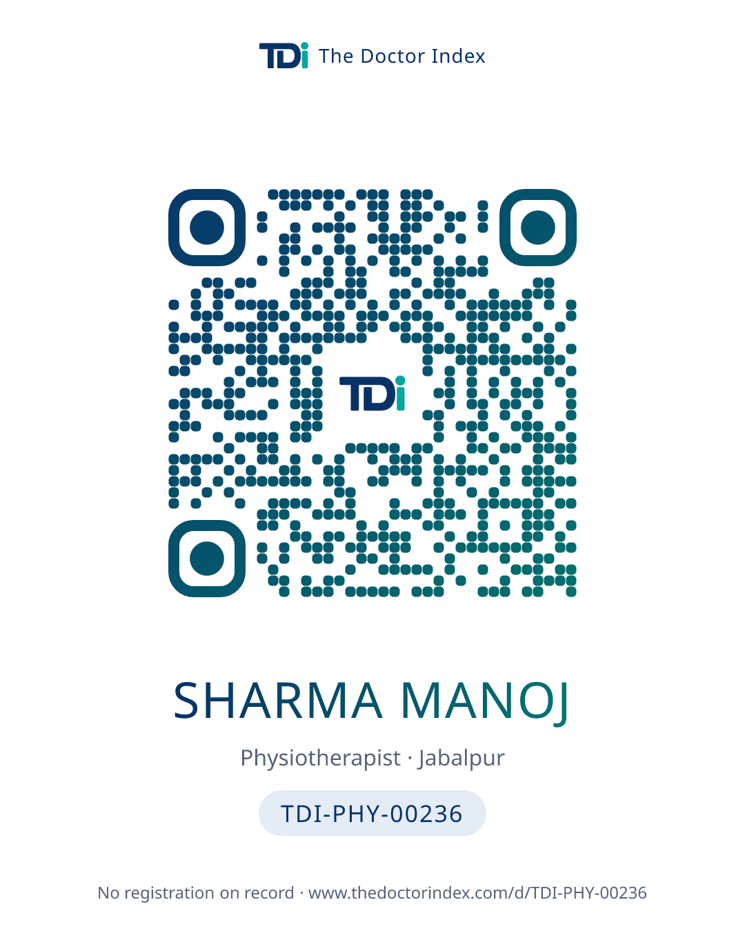 QR card for Sharma Manoj, TDI-PHY-00236