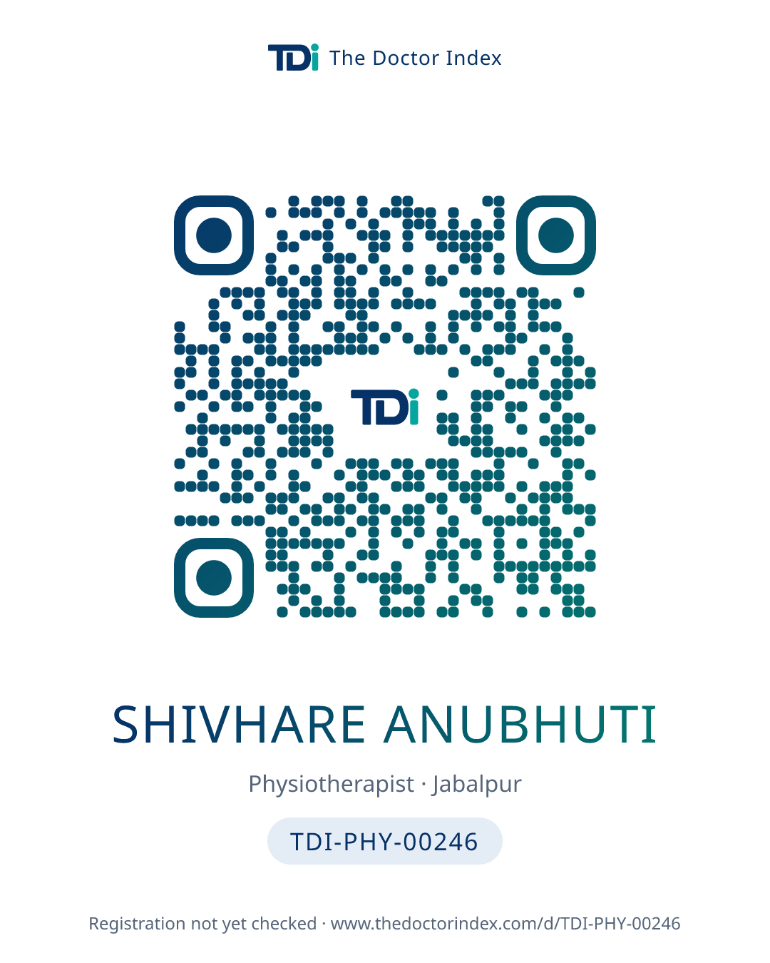QR card for Shivhare Anubhuti, TDI-PHY-00246
