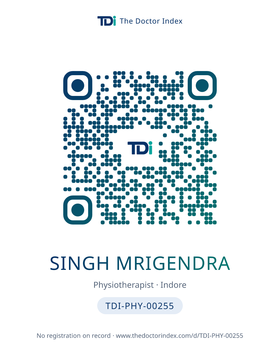 QR card for Singh Mrigendra, TDI-PHY-00255
