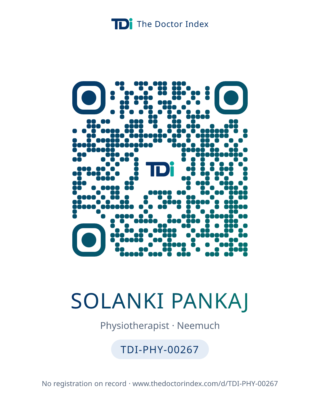 QR card for Solanki Pankaj, TDI-PHY-00267