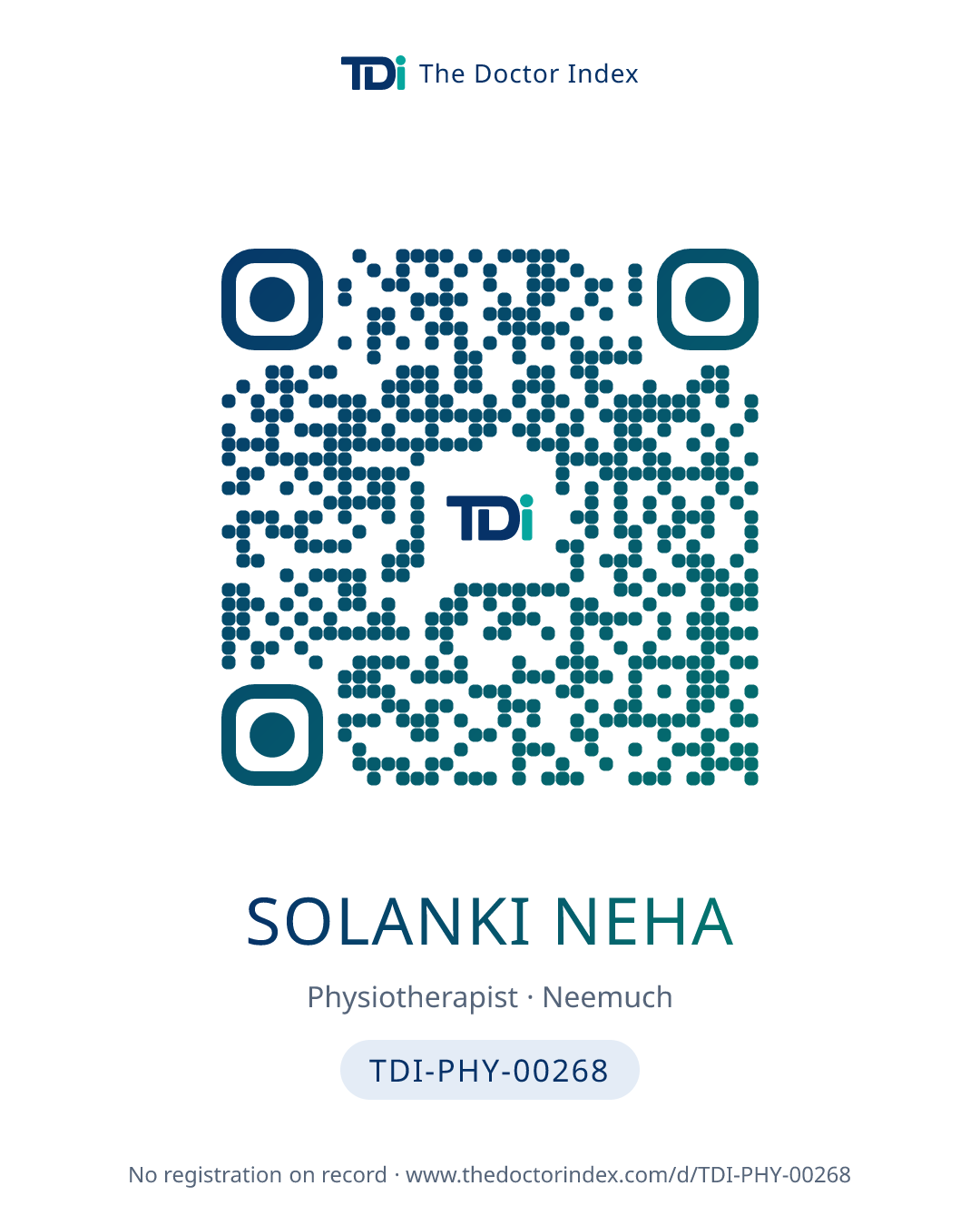 QR card for Solanki Neha, TDI-PHY-00268
