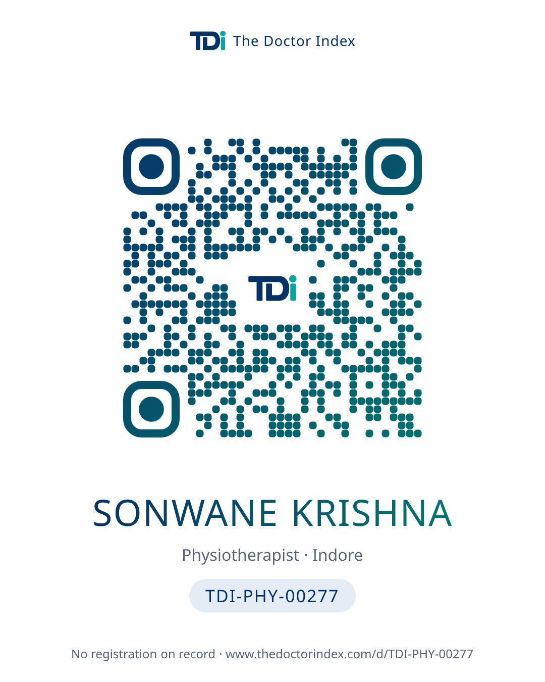 QR card for Sonwane Krishna, TDI-PHY-00277
