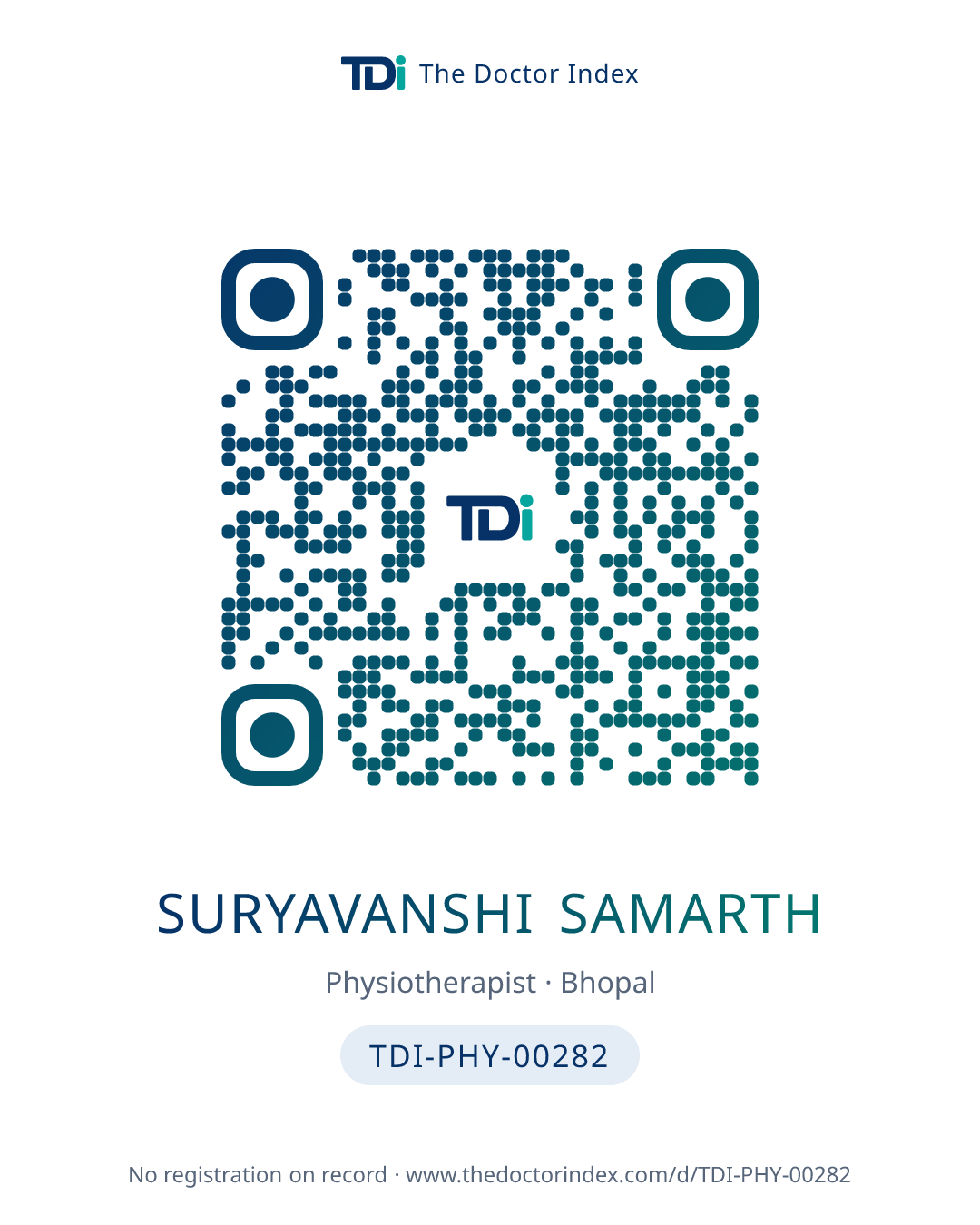 QR card for Suryavanshi Samarth, TDI-PHY-00282