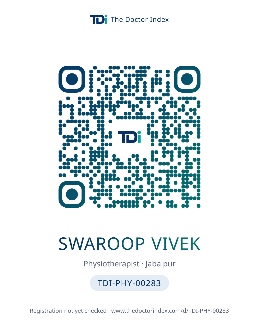QR card for Swaroop Vivek, TDI-PHY-00283