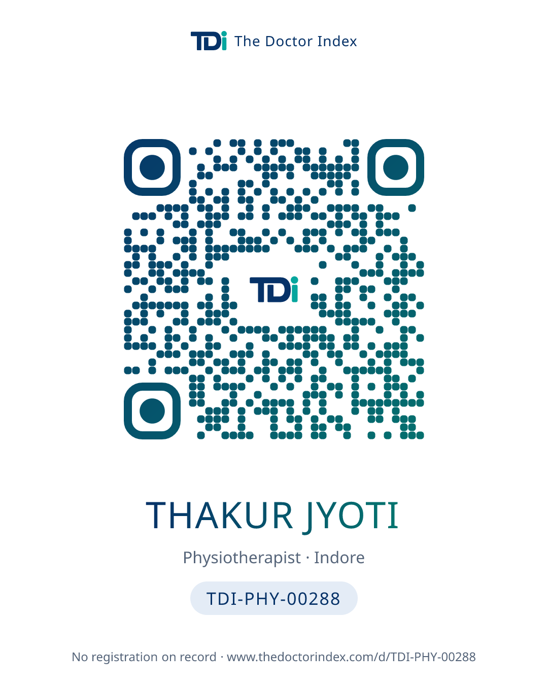 QR card for Thakur Jyoti, TDI-PHY-00288