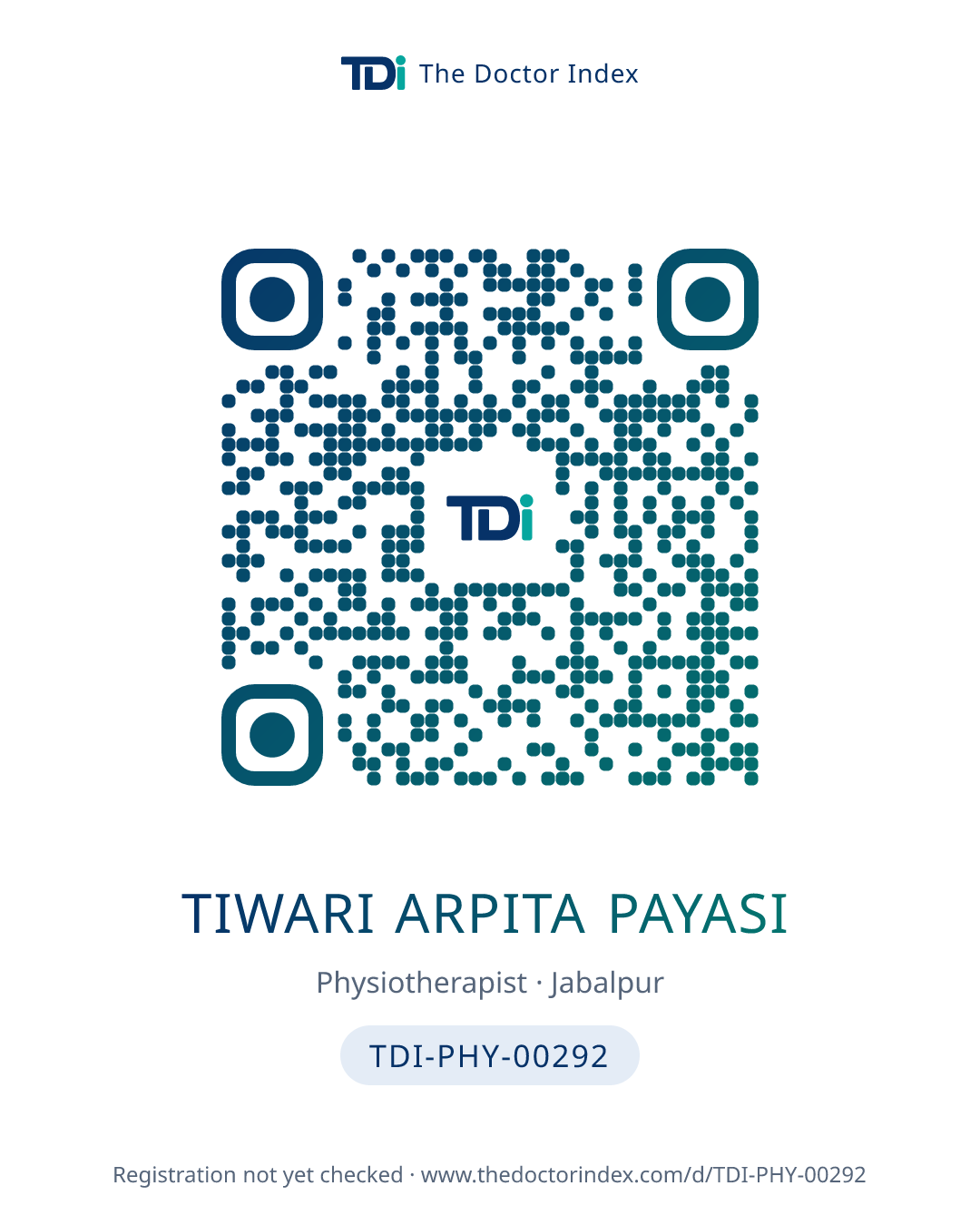 QR card for Tiwari Arpita Payasi, TDI-PHY-00292