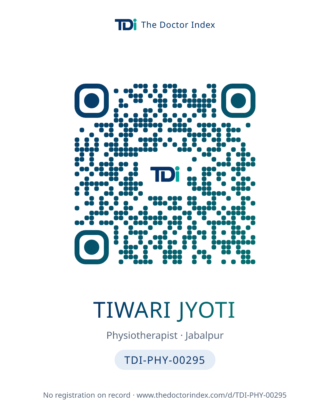 QR card for Tiwari Jyoti, TDI-PHY-00295