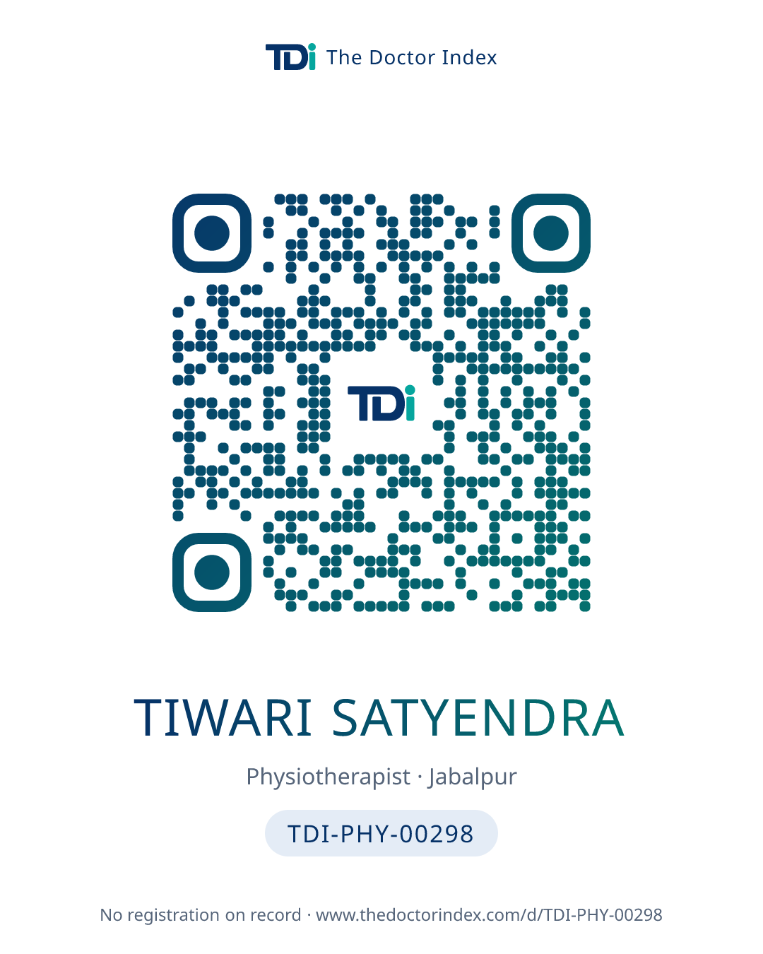 QR card for Tiwari Satyendra, TDI-PHY-00298