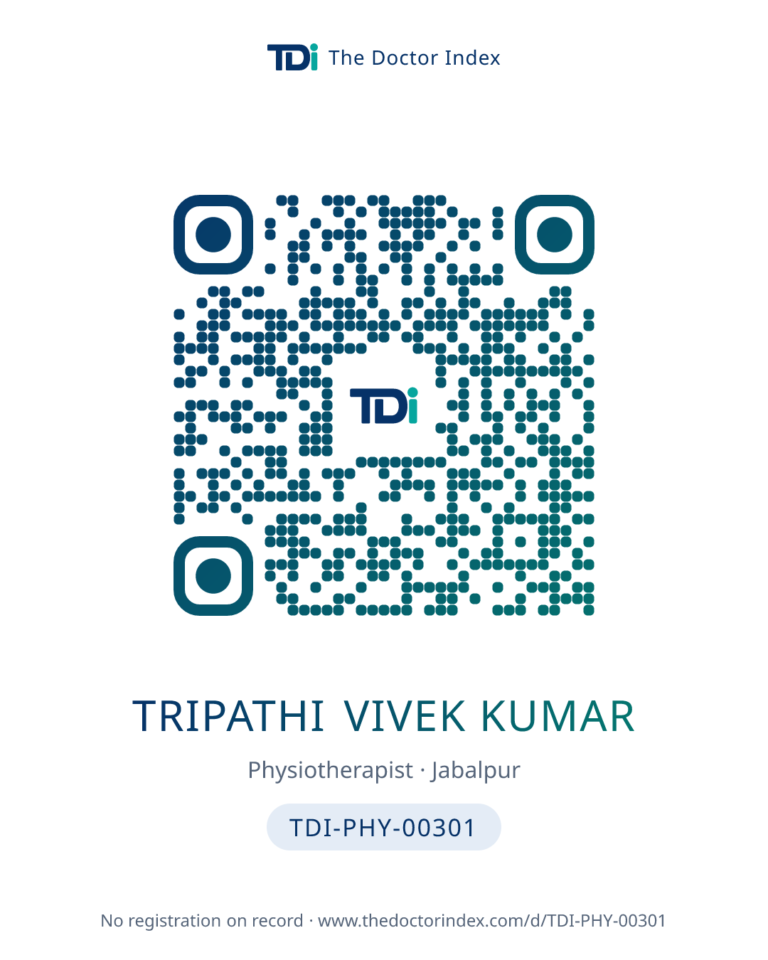 QR card for Tripathi Vivek Kumar, TDI-PHY-00301