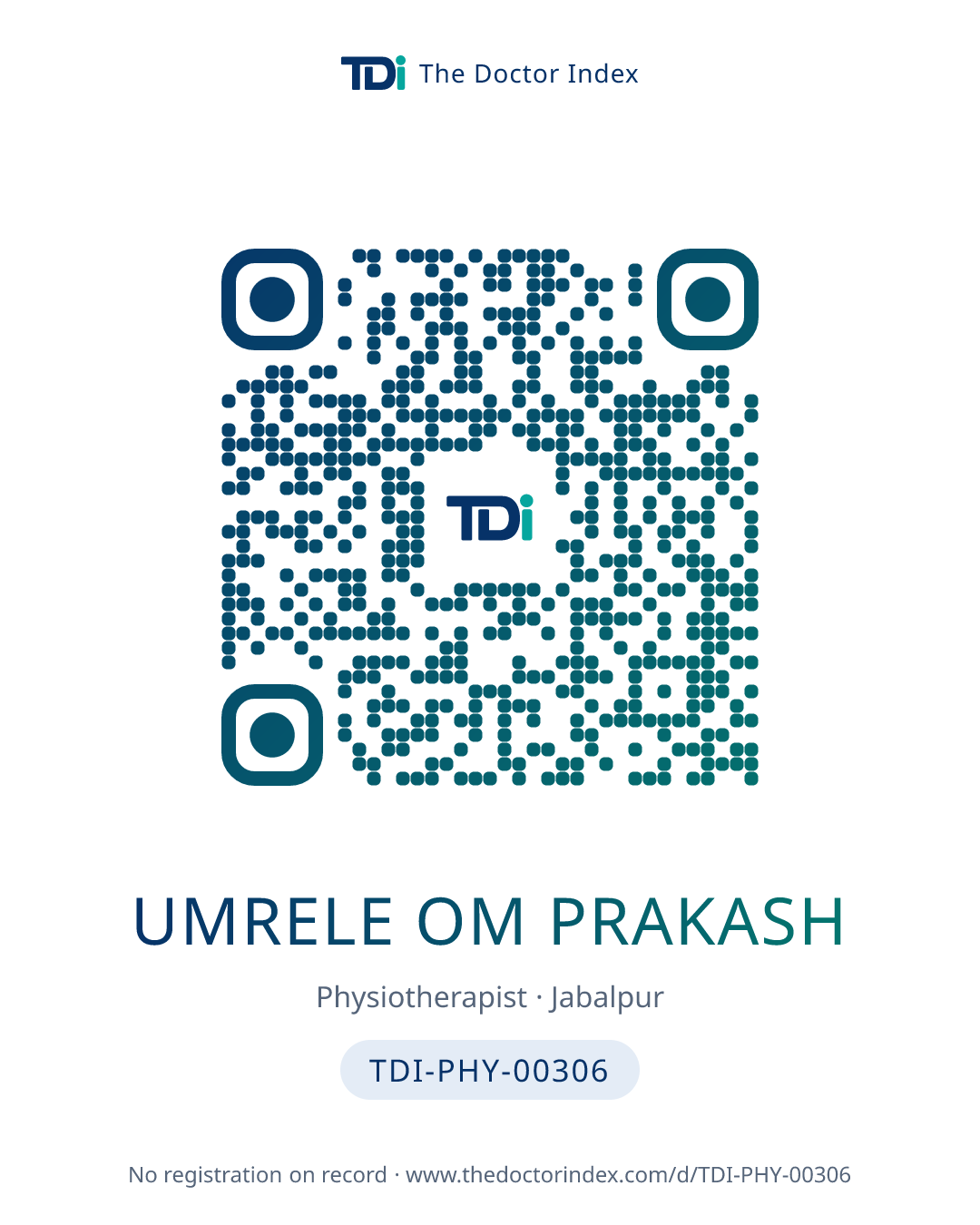 QR card for Umrele Om Prakash, TDI-PHY-00306