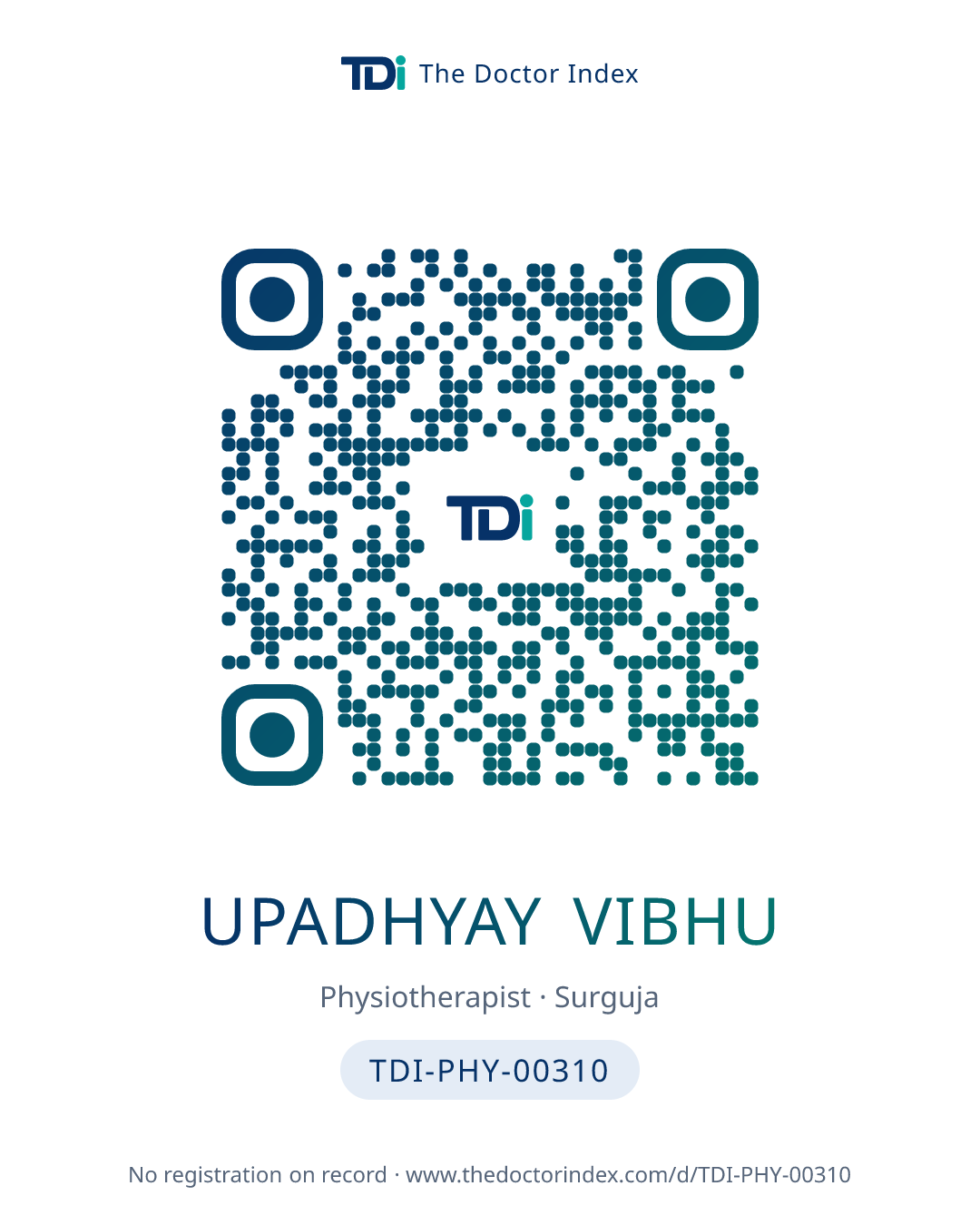 QR card for Upadhyay Vibhu, TDI-PHY-00310