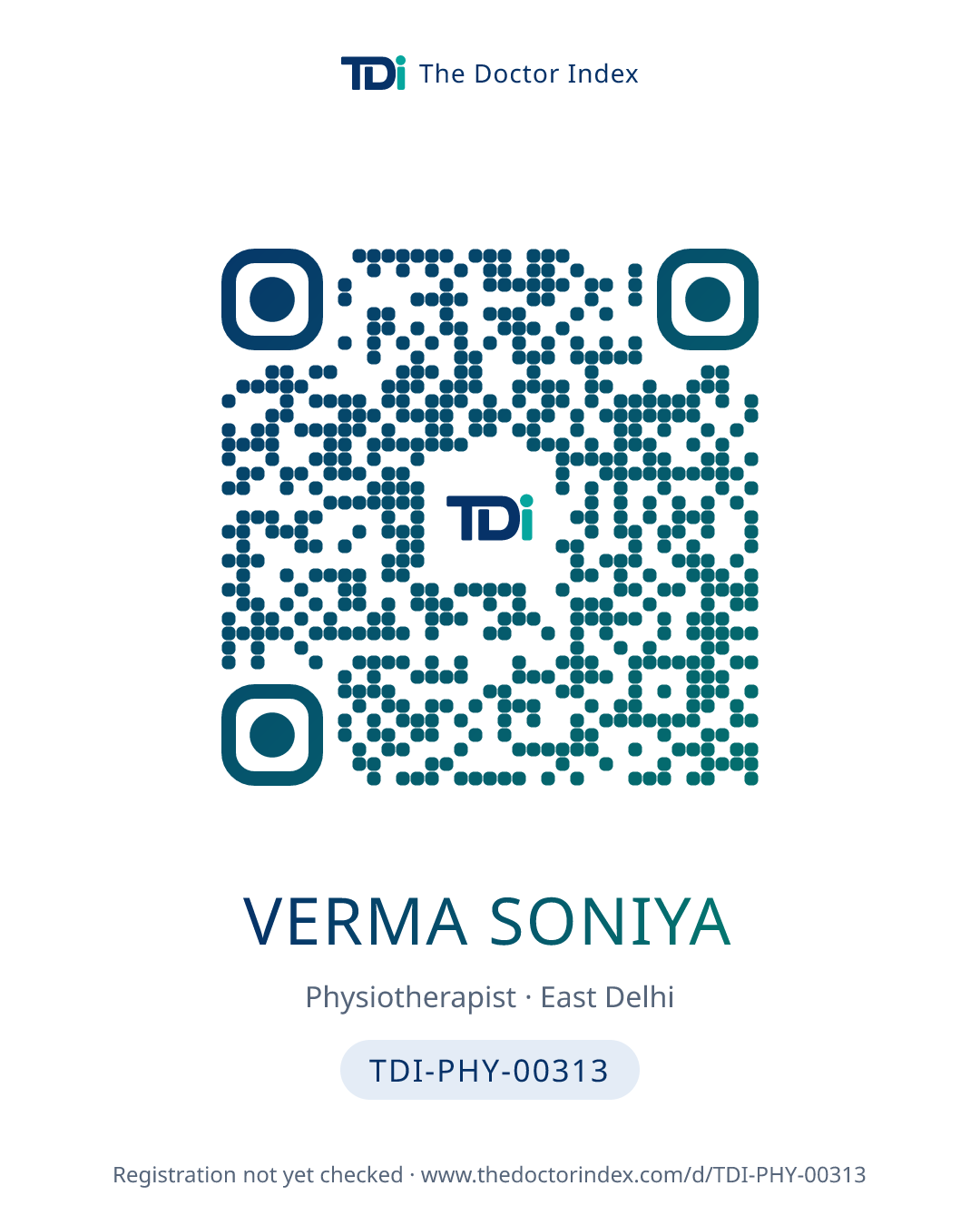 QR card for Verma Soniya, TDI-PHY-00313