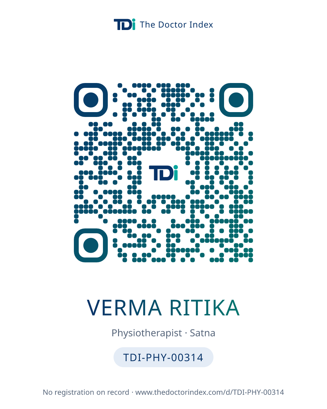 QR card for Verma Ritika, TDI-PHY-00314