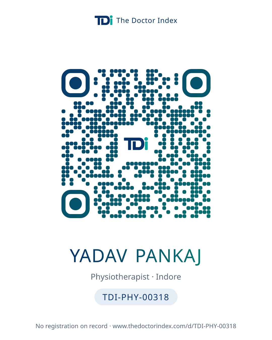QR card for Yadav Pankaj, TDI-PHY-00318