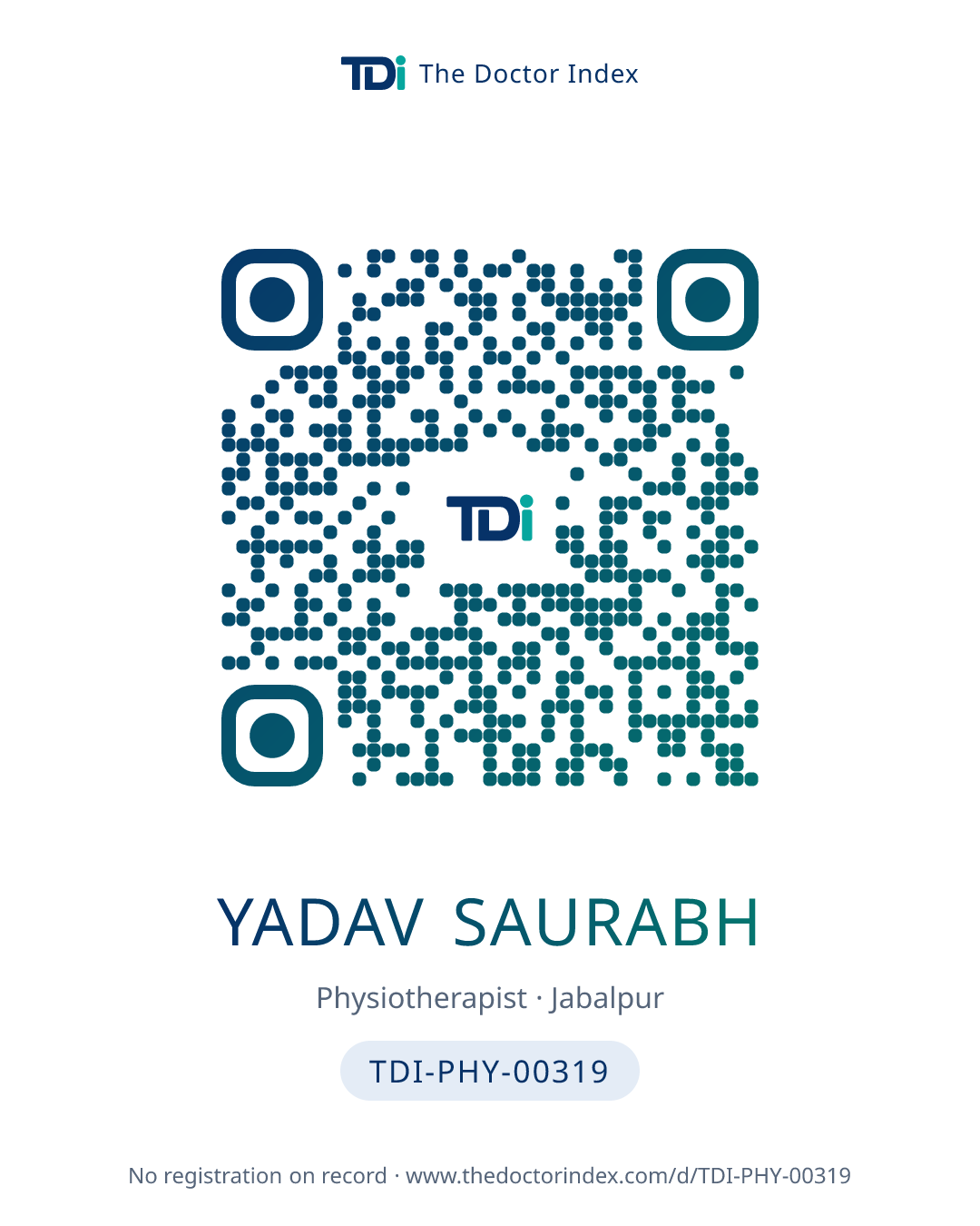 QR card for Yadav Saurabh, TDI-PHY-00319