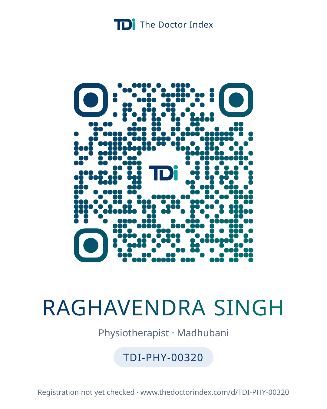 QR card for Raghavendra Singh, TDI-PHY-00320