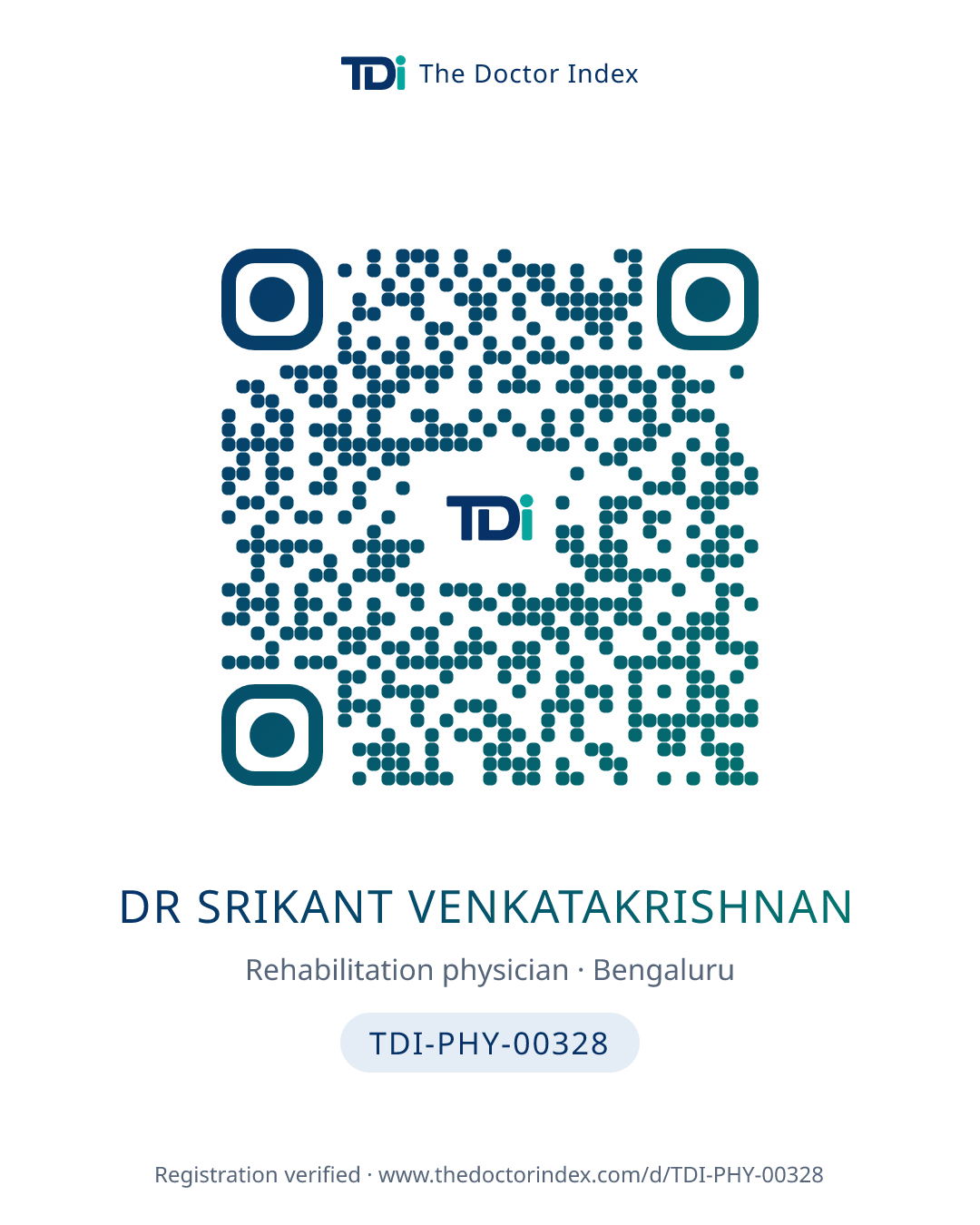 QR card for Dr Srikant Venkatakrishnan, TDI-PHY-00328