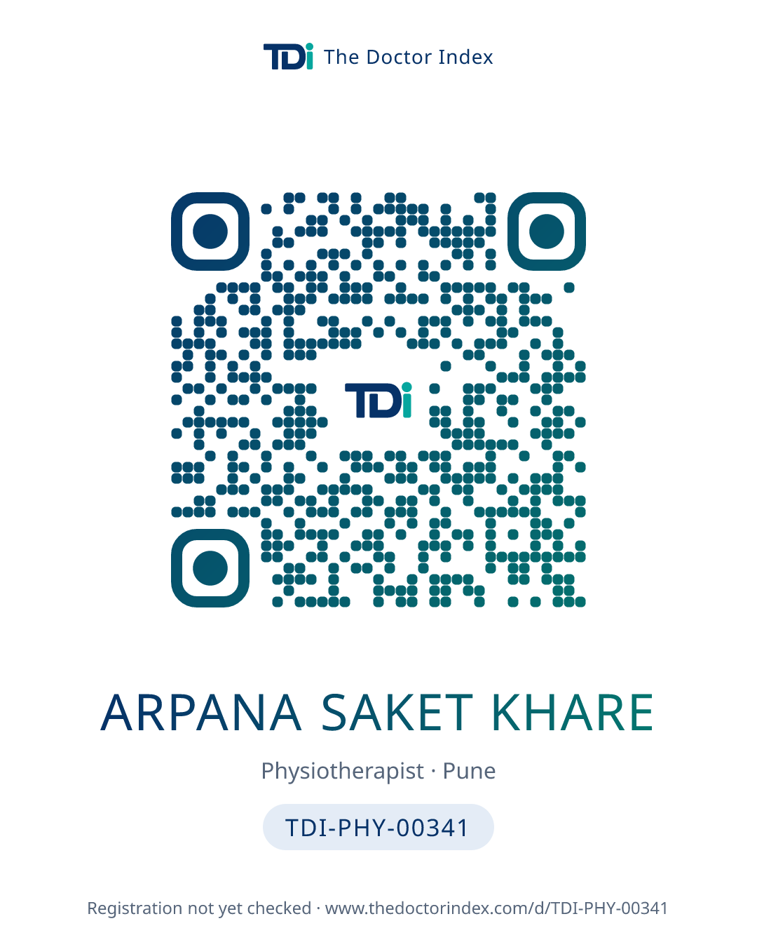 QR card for Arpana Saket Khare, TDI-PHY-00341