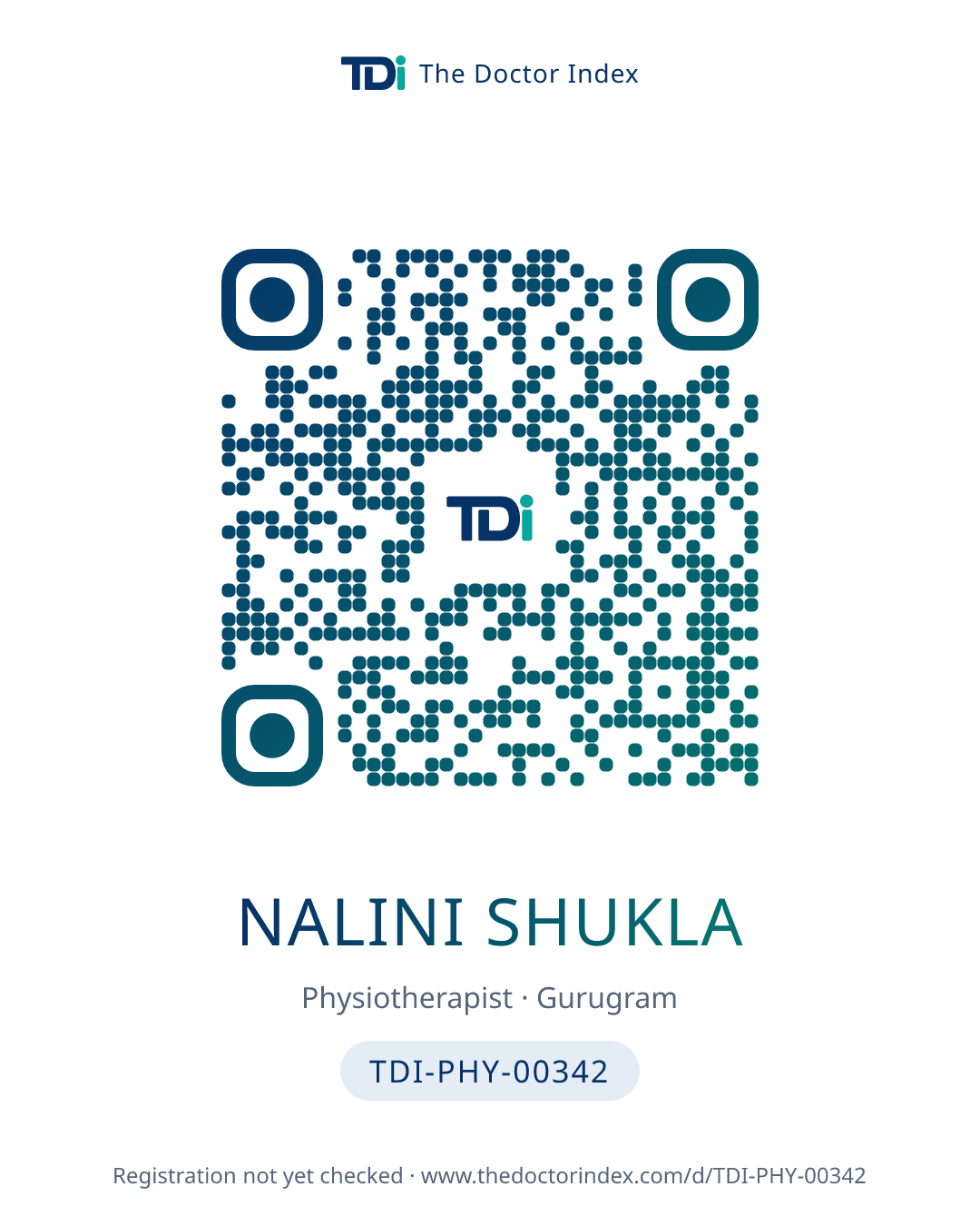 QR card for Nalini Shukla, TDI-PHY-00342