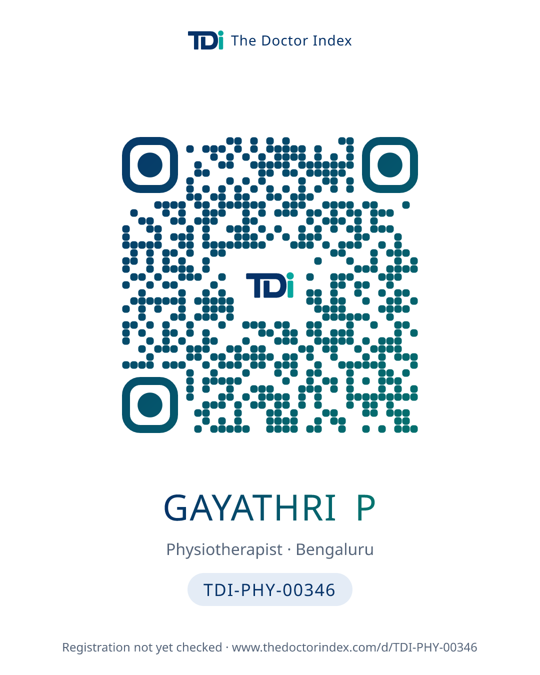 QR card for Gayathri P, TDI-PHY-00346