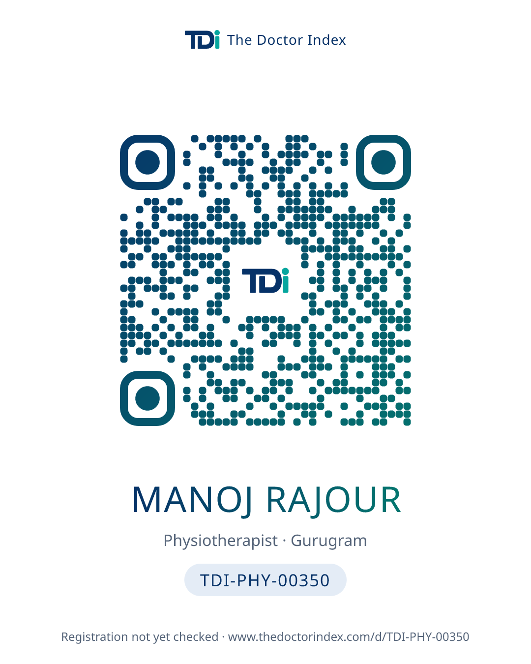 QR card for Manoj Rajour, TDI-PHY-00350