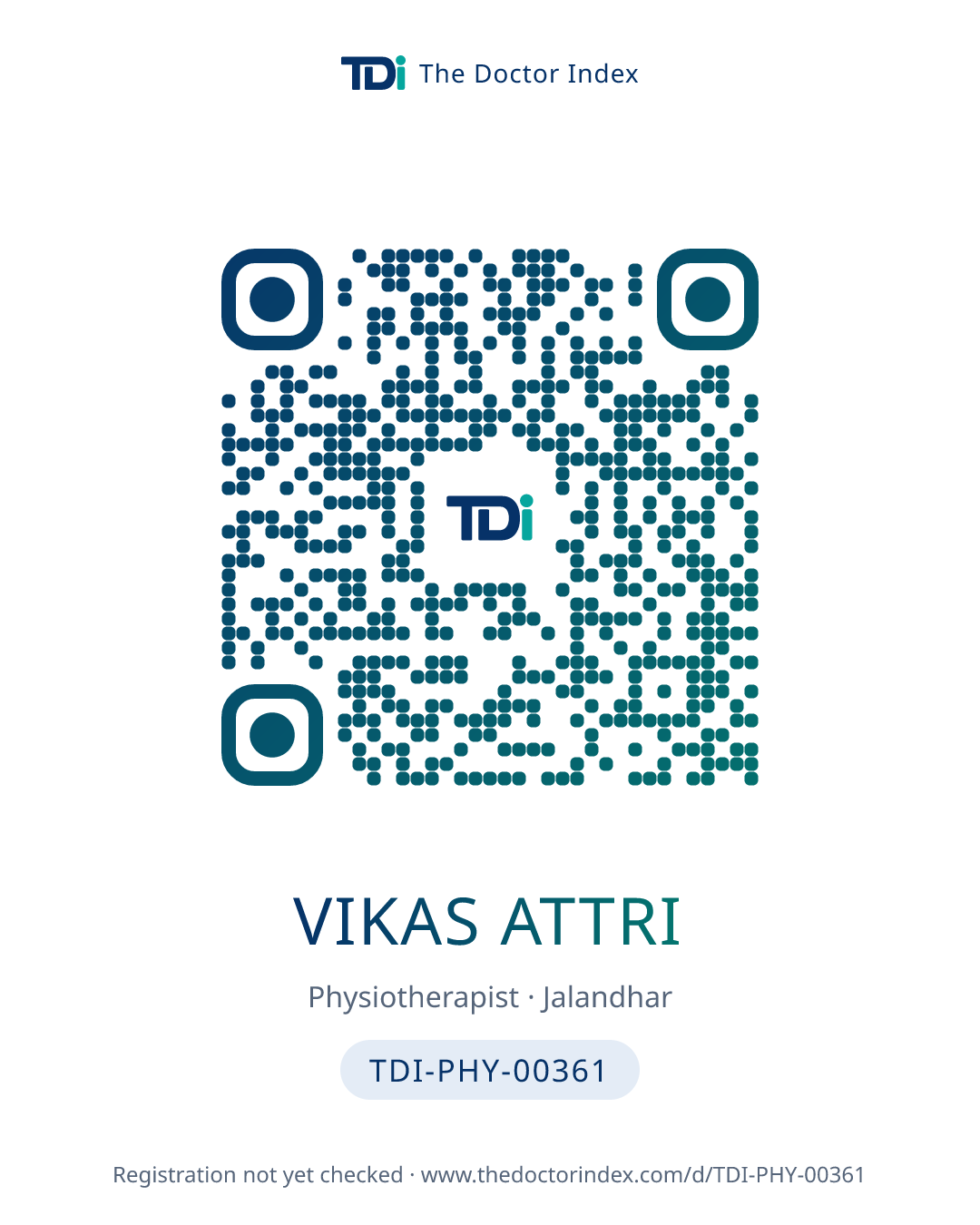 QR card for VIKAS ATTRI, TDI-PHY-00361
