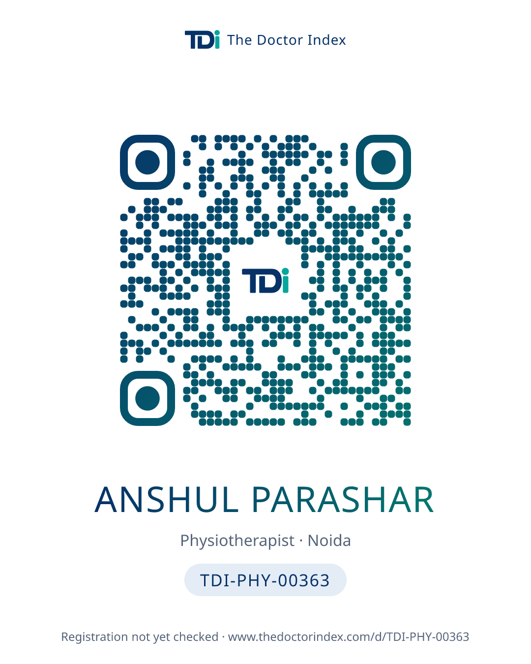 QR card for Anshul Parashar, TDI-PHY-00363