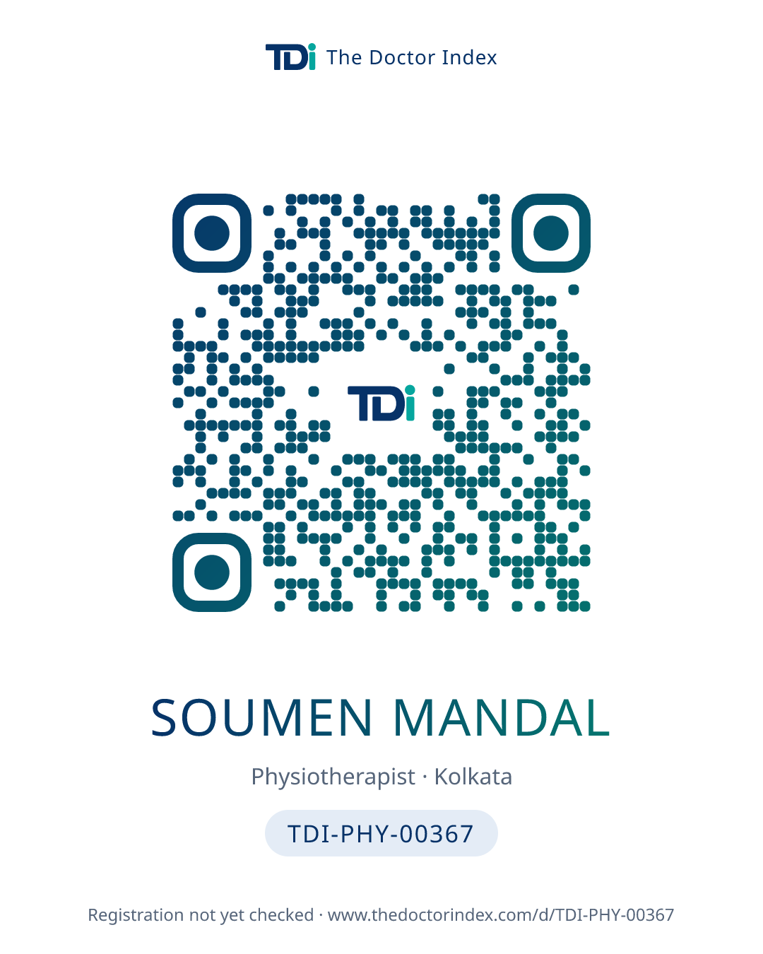 QR card for Soumen Mandal, TDI-PHY-00367