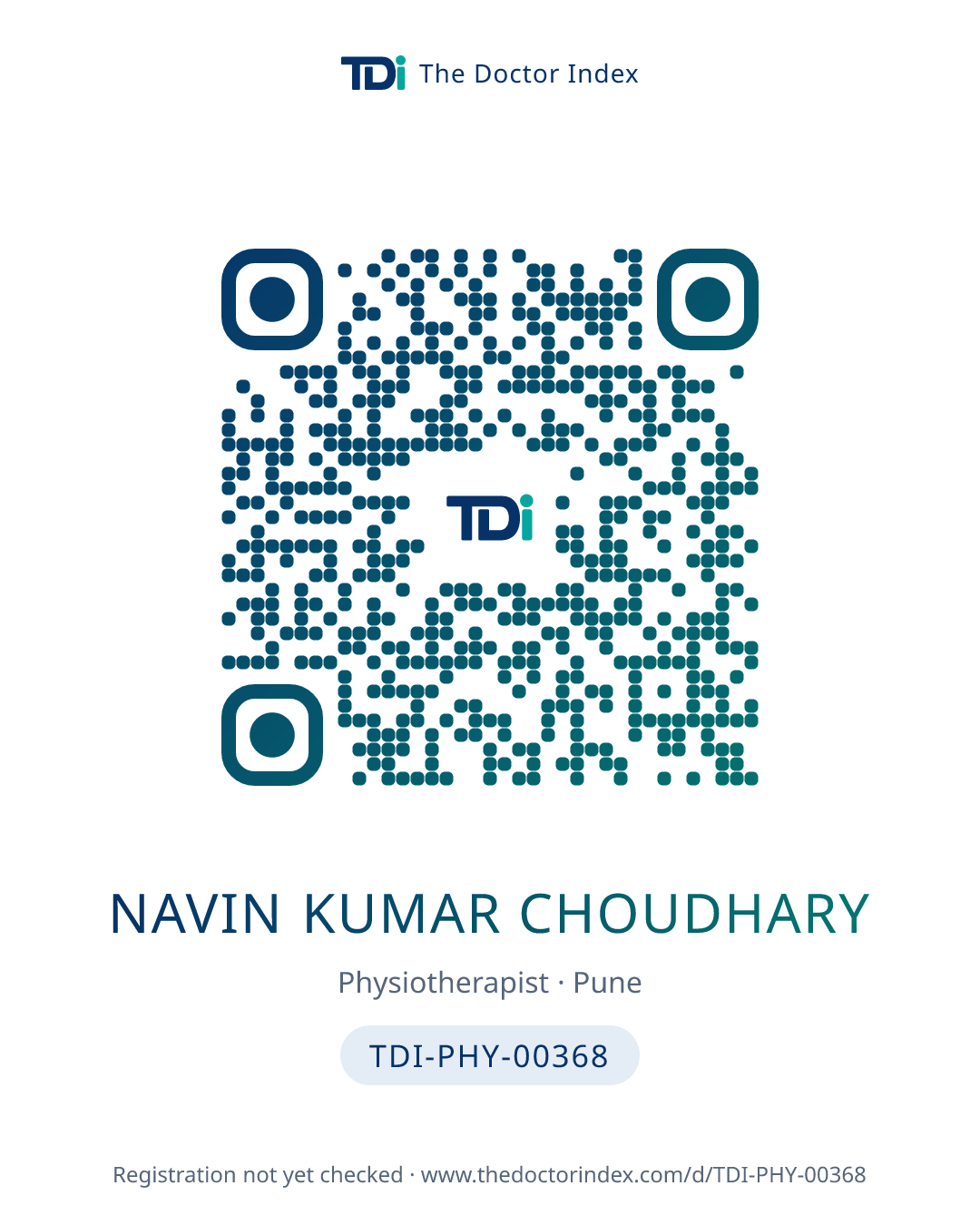 QR card for Navin Kumar Choudhary, TDI-PHY-00368