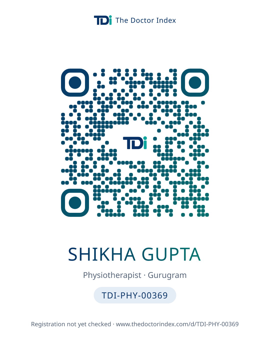 QR card for Shikha Gupta, TDI-PHY-00369