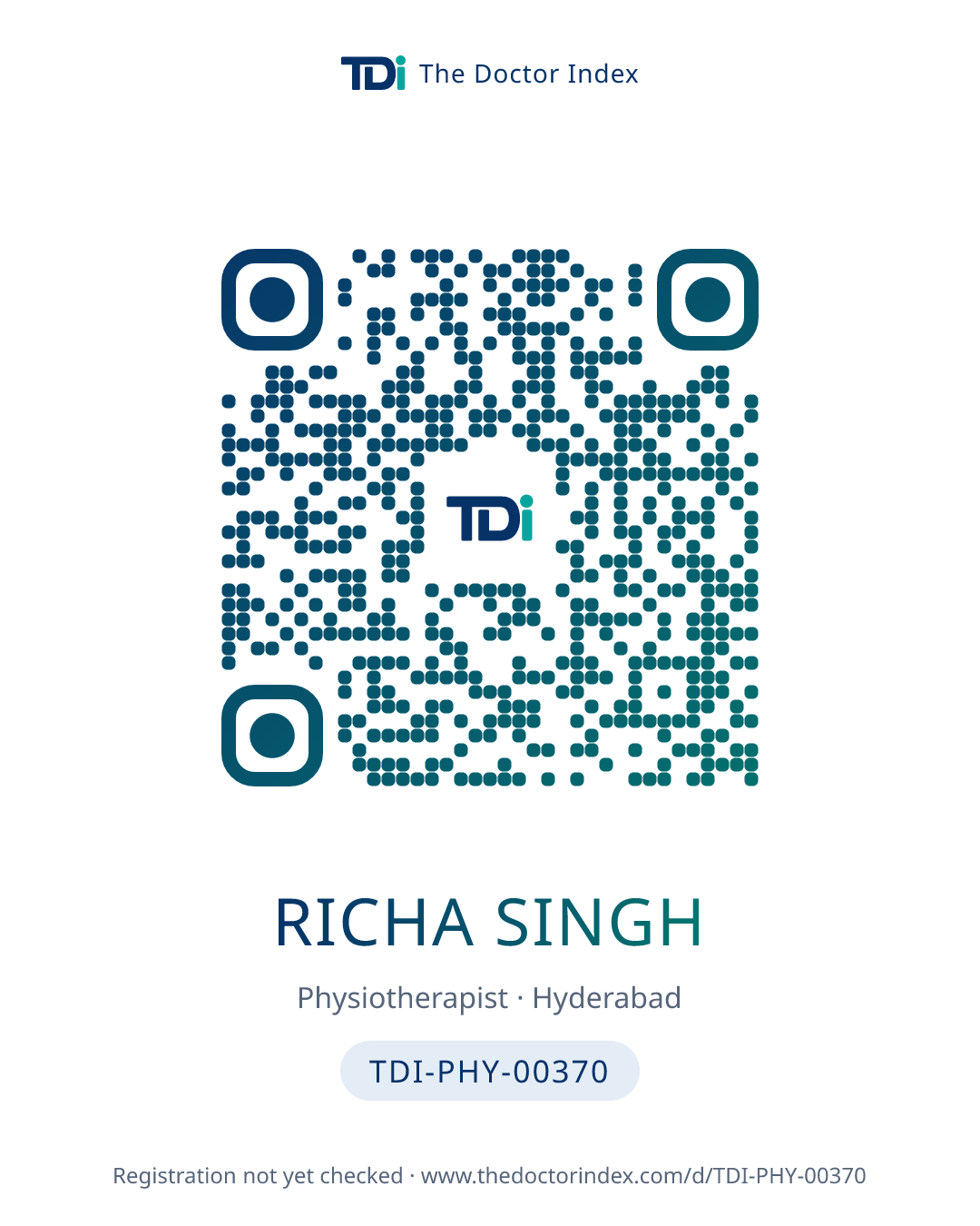 QR card for Richa Singh, TDI-PHY-00370