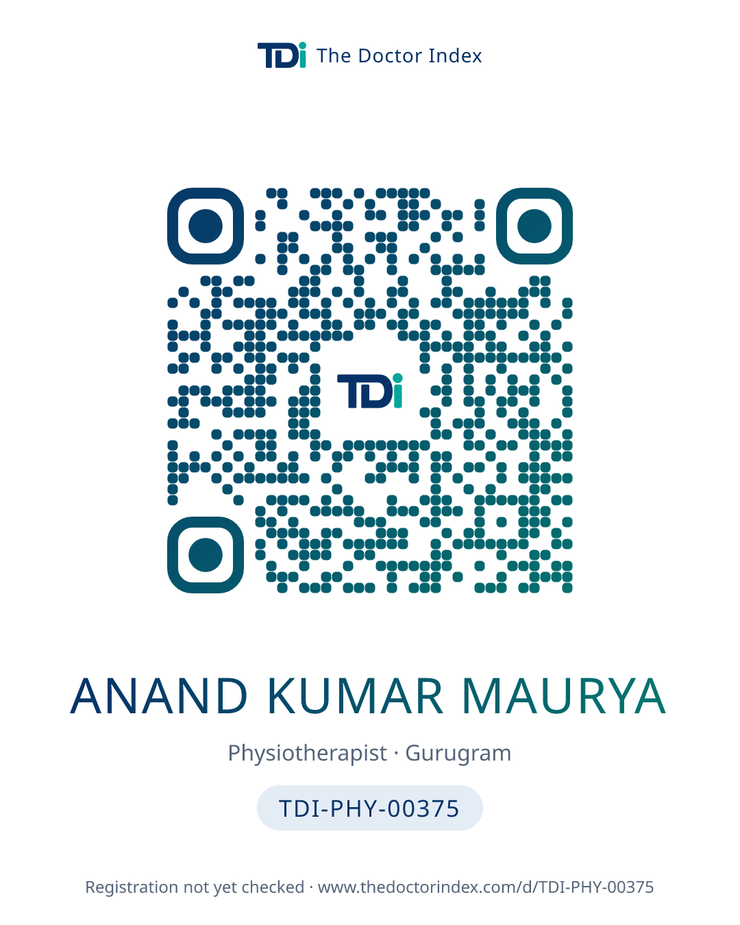 QR card for Anand Kumar Maurya, TDI-PHY-00375
