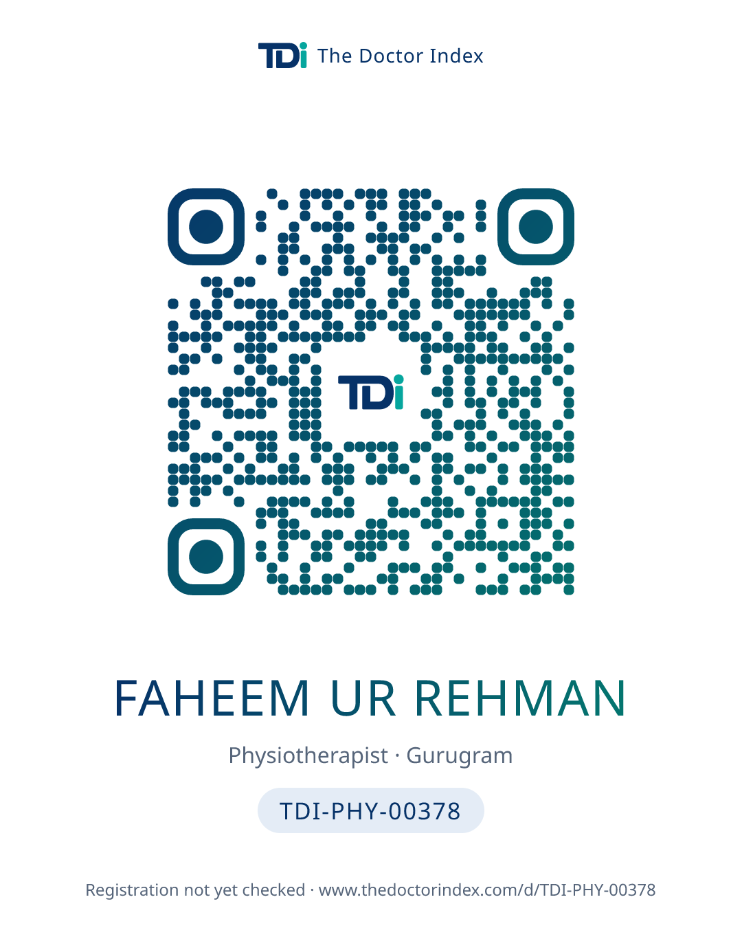 QR card for Faheem Ur Rehman, TDI-PHY-00378