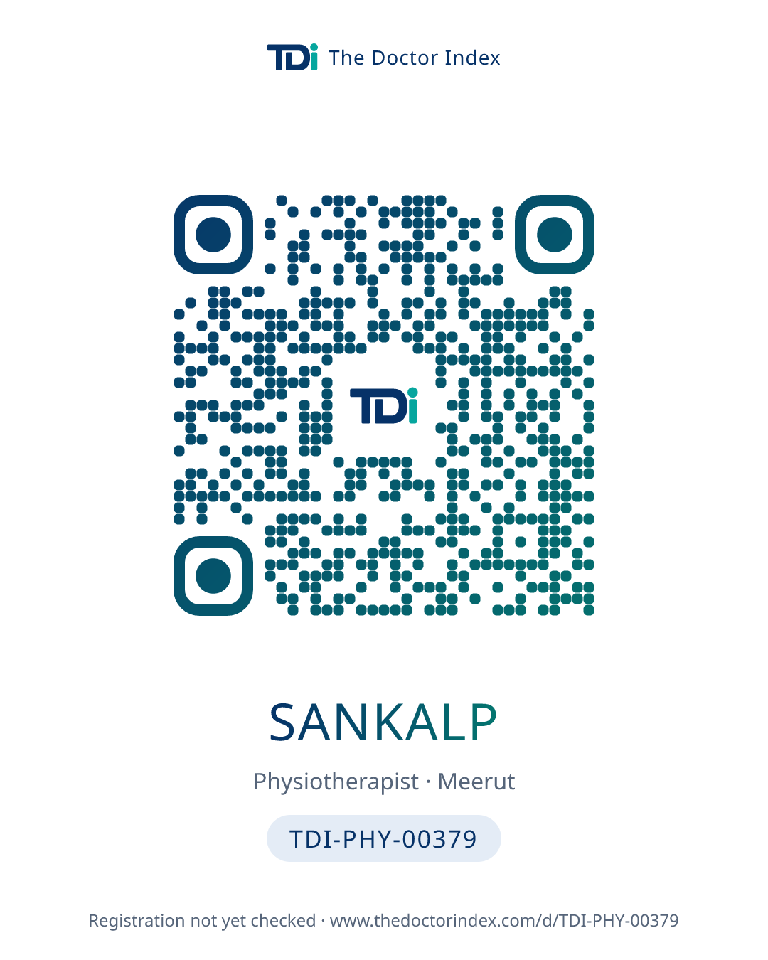 QR card for Sankalp, TDI-PHY-00379