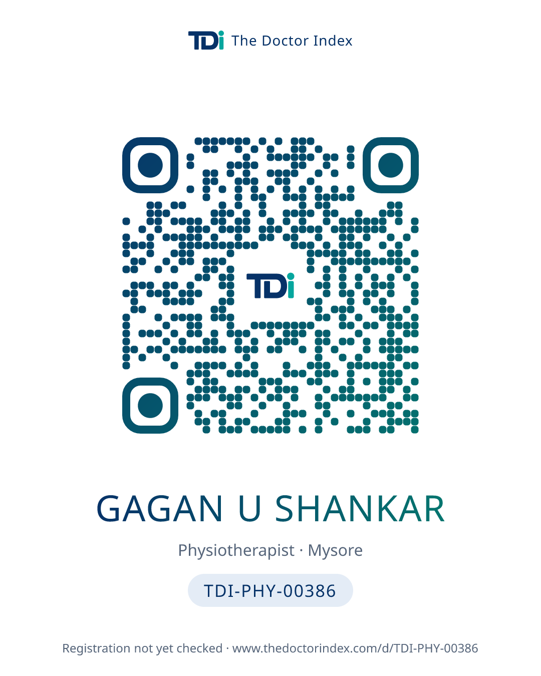 QR card for Gagan U Shankar, TDI-PHY-00386