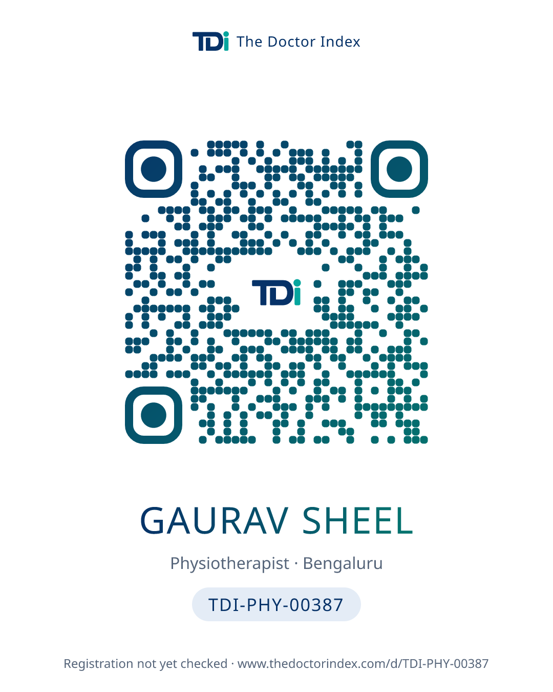 QR card for Gaurav Sheel, TDI-PHY-00387
