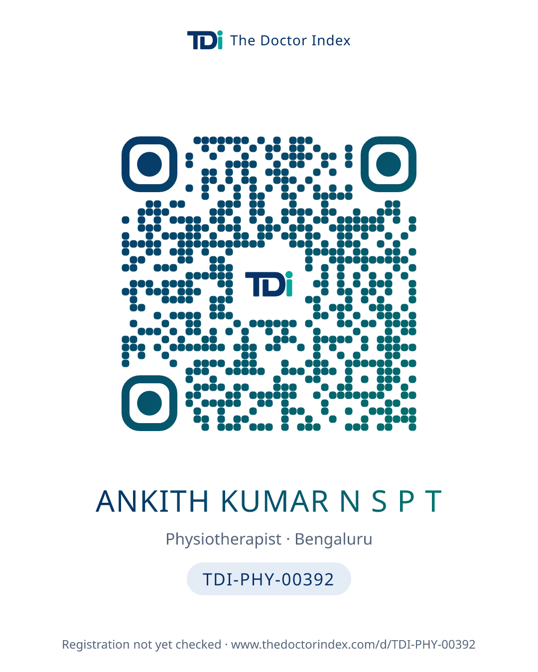 QR card for Ankith Kumar N S P T, TDI-PHY-00392
