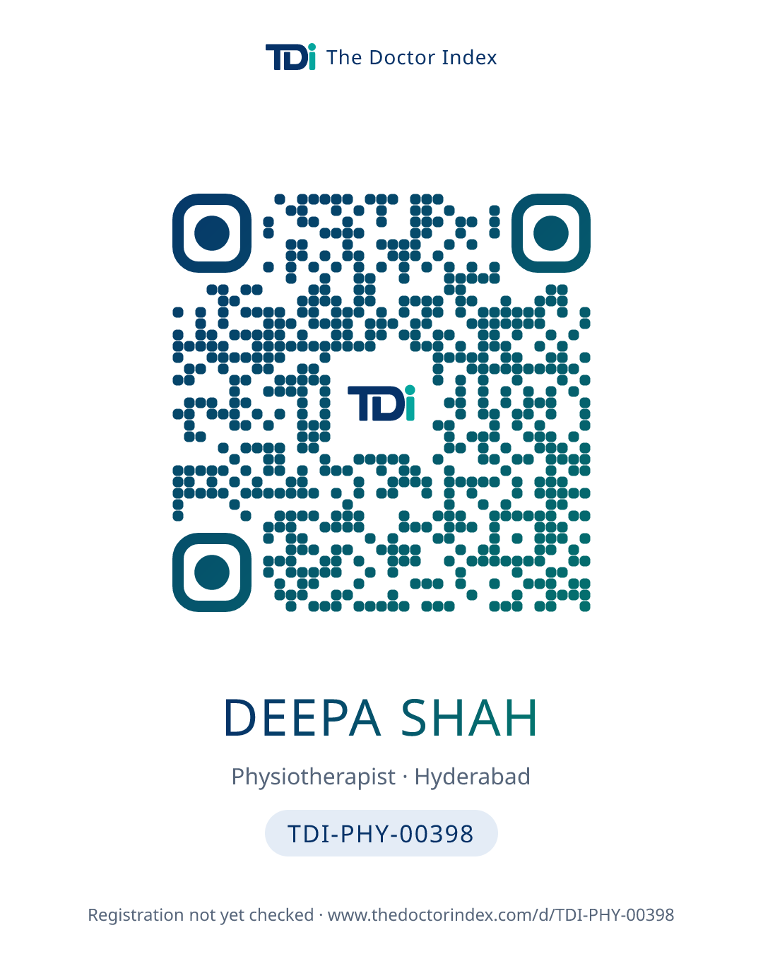 QR card for Deepa Shah, TDI-PHY-00398
