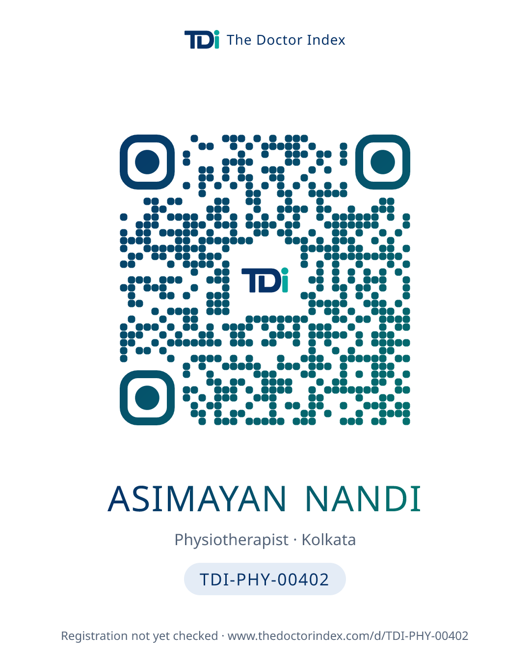 QR card for Asimayan Nandi, TDI-PHY-00402
