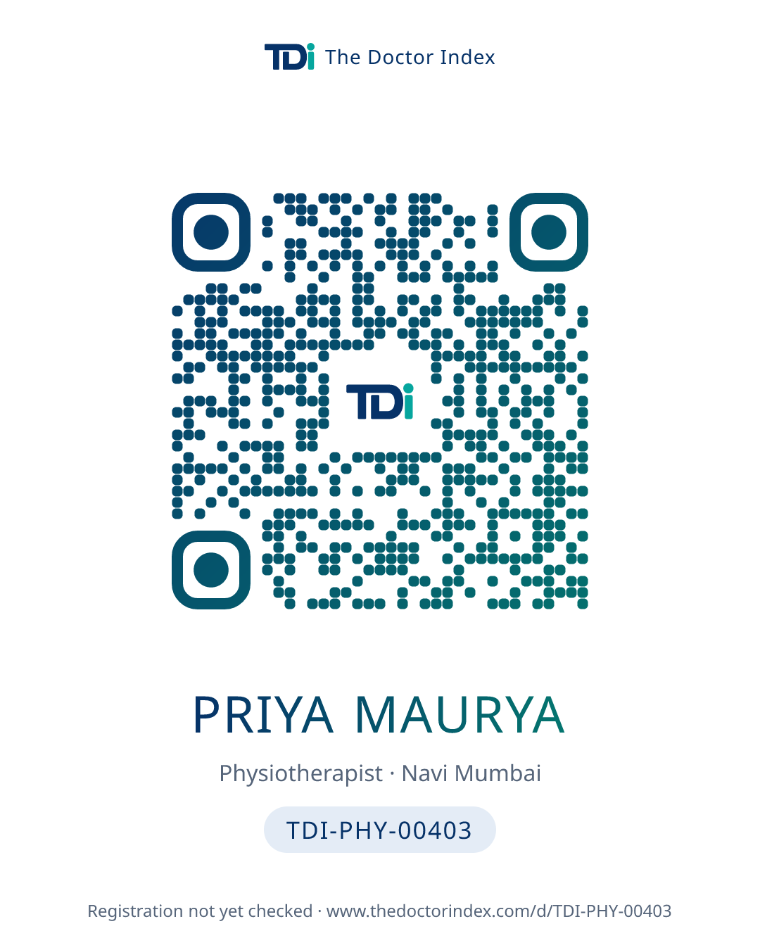 QR card for Priya Maurya, TDI-PHY-00403