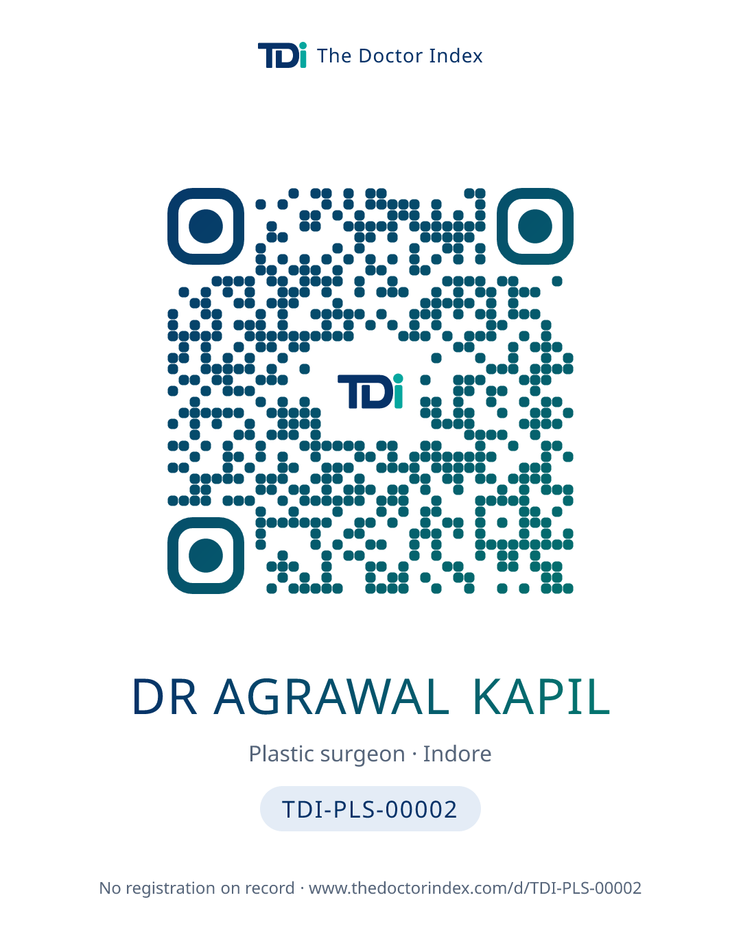 QR card for Dr Agrawal Kapil, TDI-PLS-00002