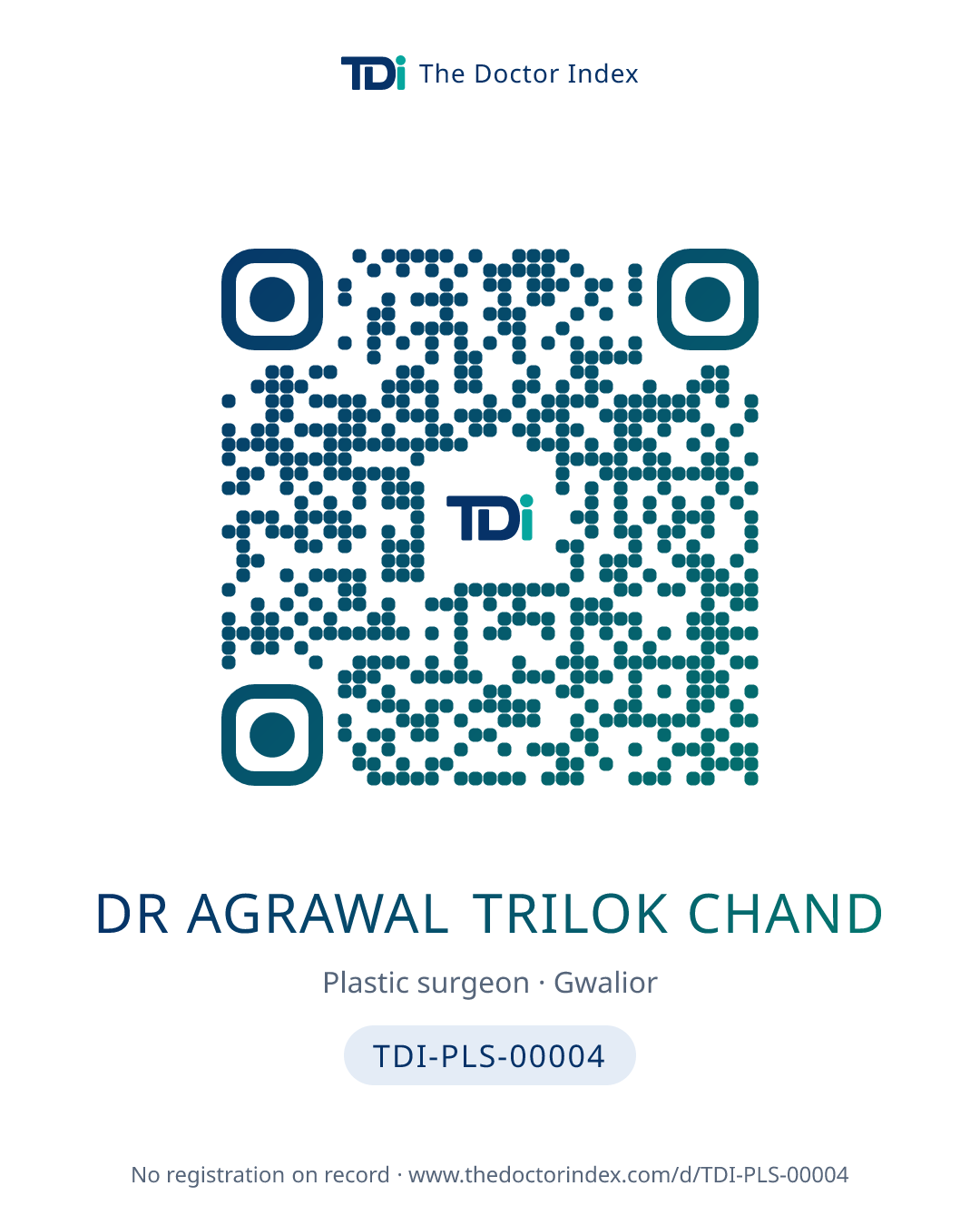QR card for Dr Agrawal Trilok Chand, TDI-PLS-00004