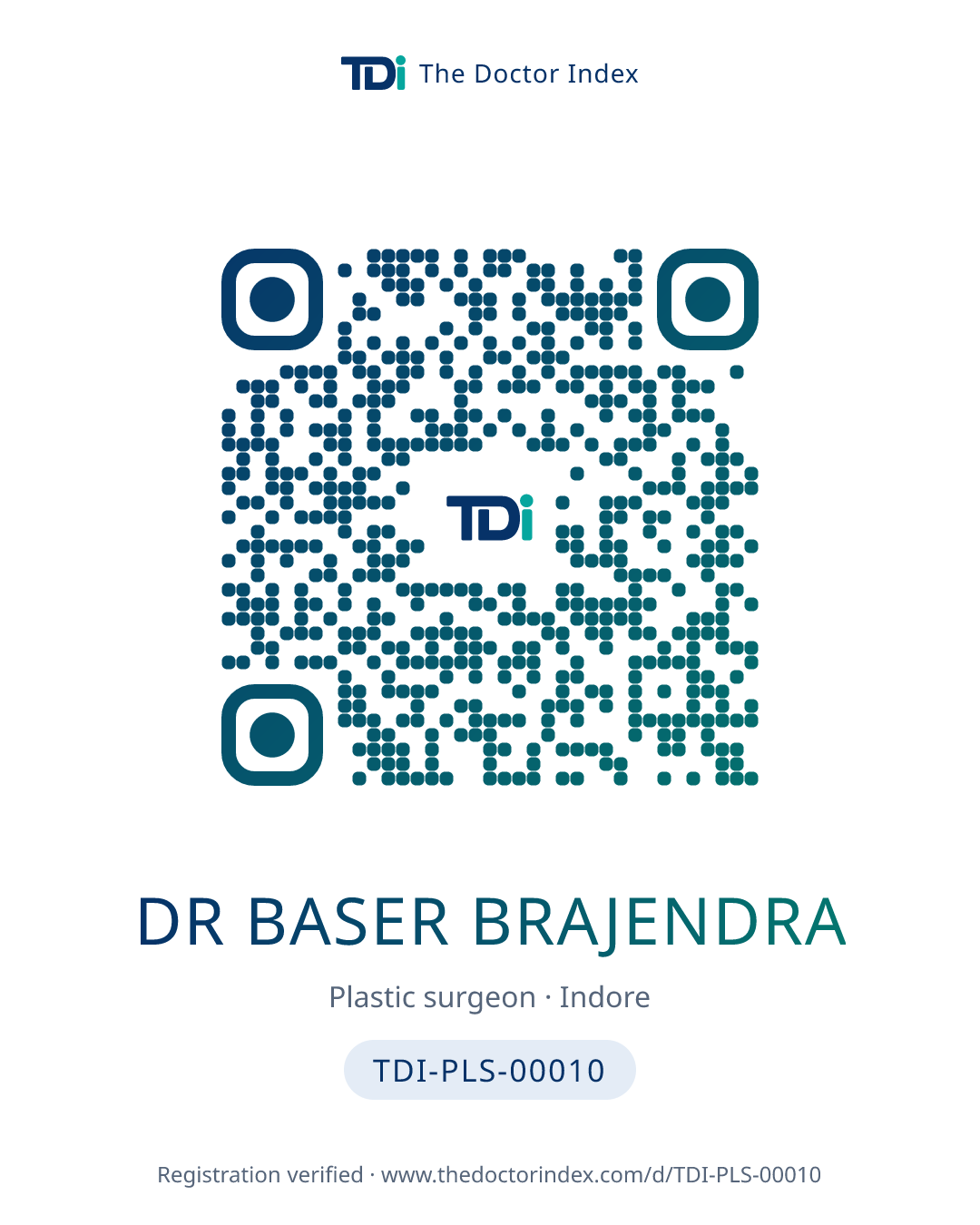 QR card for Dr Baser Brajendra, TDI-PLS-00010