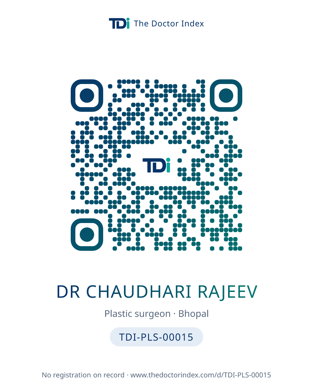QR card for Dr Chaudhari Rajeev, TDI-PLS-00015