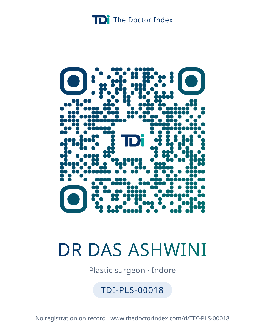 QR card for Dr Das Ashwini, TDI-PLS-00018