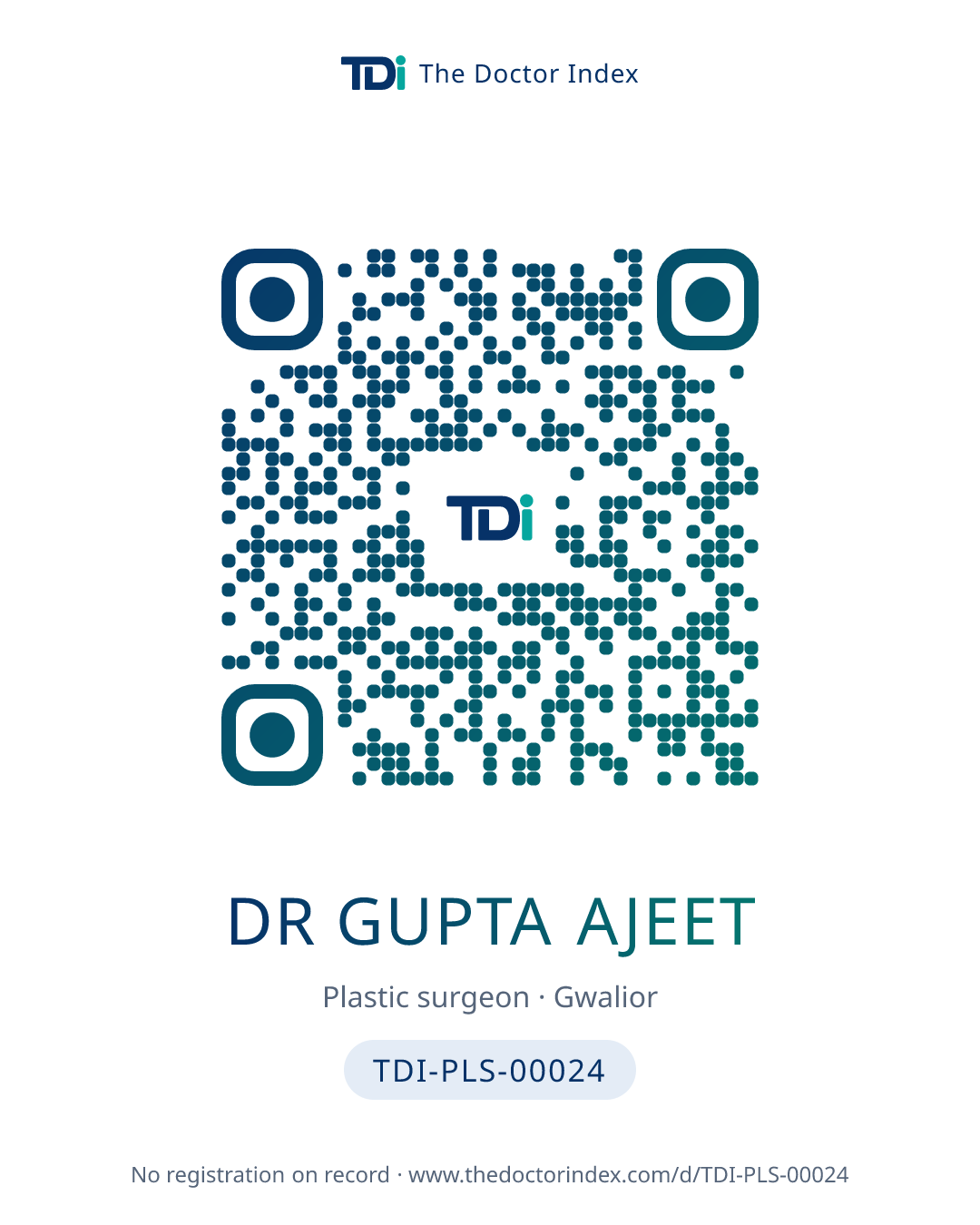 QR card for Dr Gupta Ajeet, TDI-PLS-00024