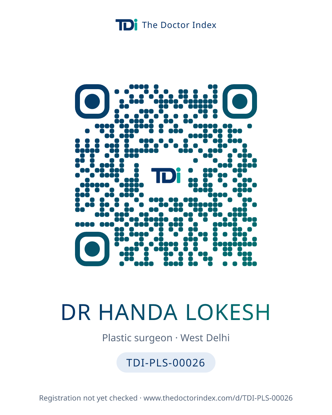 QR card for Dr Handa Lokesh, TDI-PLS-00026